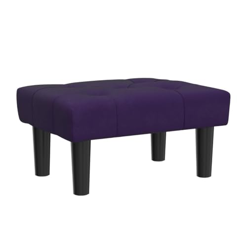 Image of HOUCHICS Small Footstool Ottoman, Velvet Wooden Foot Stool Ottoman with Wood Legs, Sofa Footrest Extra Seating for Living Room Entryway Office(Purple 2PACK)