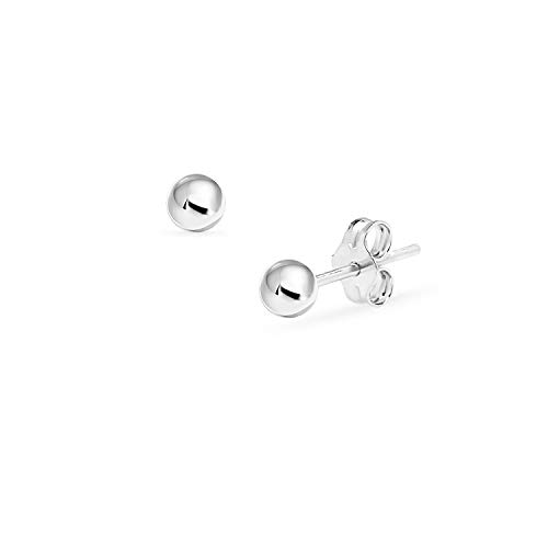 Bead Ball Stud Earrings In Sterling Silver 5Mm #TOP1