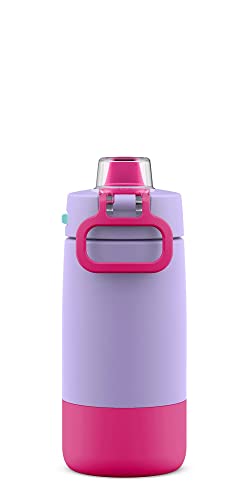 Ello Kids Colby 12Oz Stainless Steel Insulated Water Bottle With Straw And Built-In Silicone Coaster (Lilac/Pink) #TOP3