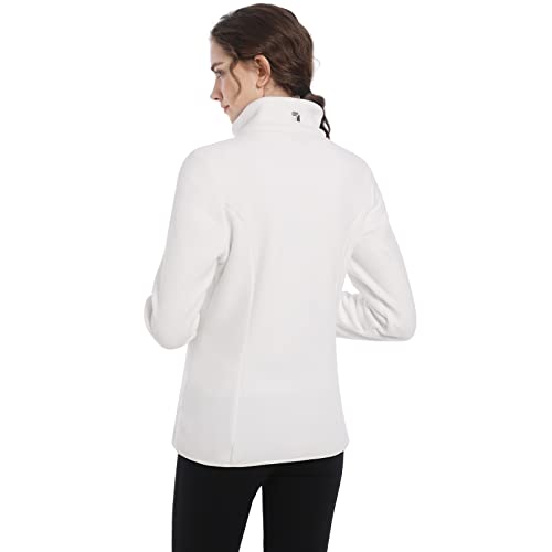 Alblanc Fleece Jacket Women,Lightweight Soft Full Zip Polar Fleece Jacket,Womens Fleece Jacket Zip Up With Zipper Pockets,White M #TOP1