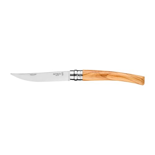 Opinel Effile Slimline Series Folding Fillet Knife – Slim Blade Folding Knife, Virobloc Locking Collar, Sustainably Harvested Wood Handles, Updated Blade Profile (Olivewood/No.10)