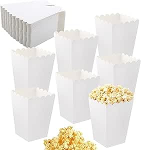 ZRUEWOT 50 cajas de palomitas de maíz, pequeñas palomitas de maíz, contenedores para palomitas de maíz, bolsas de palomitas de maíz, contenedores para caramelos, palomitas de maíz y dulces en teatros