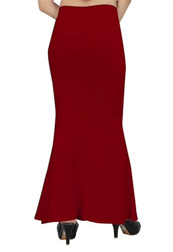 Image of Women's Polyester Blend Shapewear Patticoat Fishcut Flare Pattern Stretchable Drawstring Waist Maxi Length and Slim Fit Body Shaper Peticoat for Saree Daily Use Peticoat