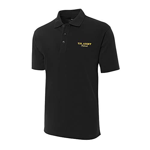 FANNOO Men's Polo Shirts U.S. Army Retired Embroidery Short Sleeve Regular-Fit Advantage Performance Shirts