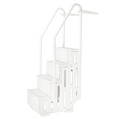 Escalera para piscina 4 peldaños blanca resistente