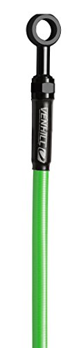 Venhill KAW-6035R Braided Stainless Steel Rear Brake Line for Kawasaki ZX-6R (Non-ABS) 2013-2016 - Lime Green w/Black Banjos and Bolts