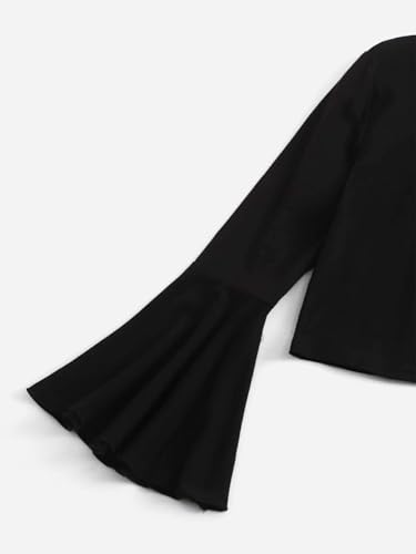 Image of WDIRARA Girl's 2 Piece Flounce Sleeve Top and Leopard Print Bell Leg Bottom Pants Set