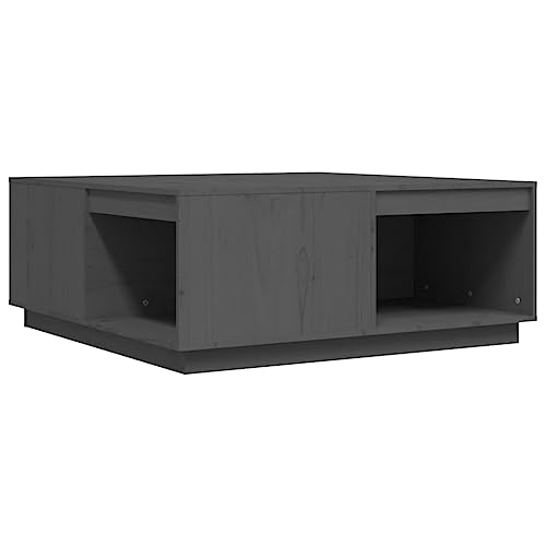 Table basse en bois de pin massif gris 100 cm au style rustique