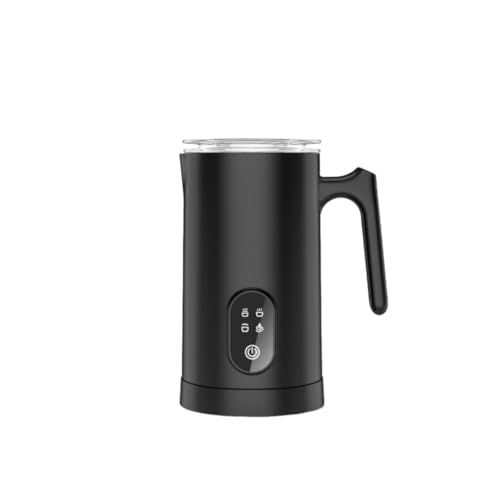 KDBT 電動 ミルクフォーマー ステンレス【4in1&静音設計】 580ml 大容量 温冷両用 ミルクスチーマー 泡立て器 防滑底 ラテ カプチーノ ホットチョコレートメーカー 家庭用 110V (ブラック)