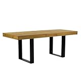 FURNITABLE Esstisch Ausziehbar 160-200 x 80 x 75cm, für 6-8 Personen, Rechteckig Küchentisch,Esszimmertisch aus Holz,für Wohnzimmer,Küche,Esszimmer,Eiche & Schwarz