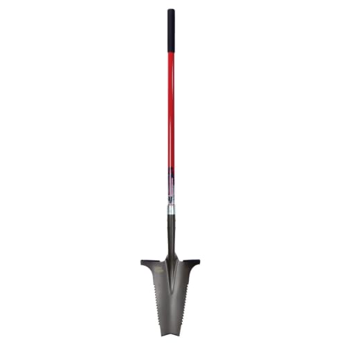 Root Slayer 22511 XL Garden Shovel, Serrated Blade, Fiberglass Shaft, Red