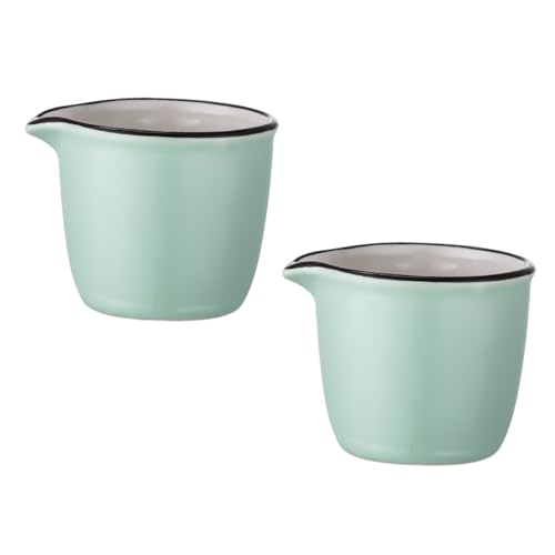 OFFSCH Ceramic Milk Frothing Cups 2pcs Mini Milk Jugs Latte Cups Small Creamer Jugs for Daily Use (40ml) Random