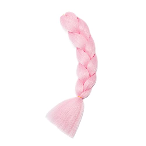 Cybelleza 6 Pcs /600g 24" Braiding Hair Extensions Jumbo Braids Synthetic Crochet Hair Afro Box Braid Heat Resistent (Pink) - Image 3