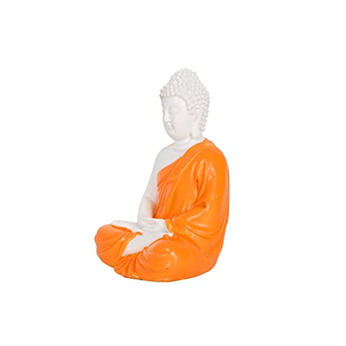 Image of Pot's & Plant's Pot's & Plant's Handcrafted Polymarble Meditation /Dhyan Buddha Statue Lord Figurine /Idol (5.5-inch) (Orange)