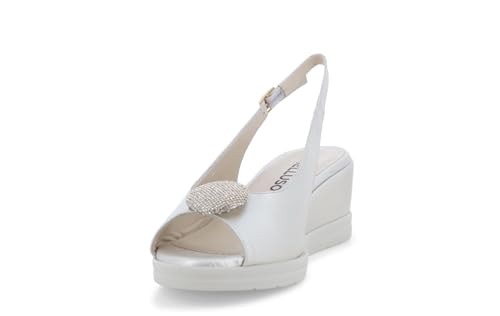 Sandale compensée argentée Melluso R80432Q chaussure été - 3