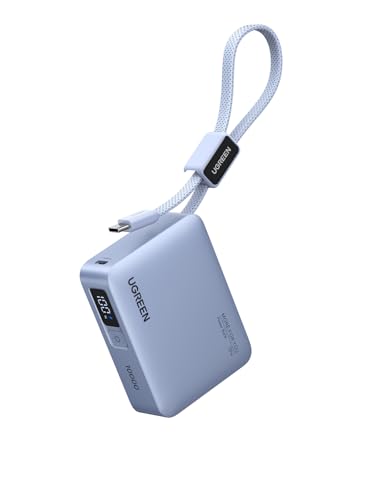 UGREEN Power Bank, PD 30W 10000mAh Portable Charger, Built-in USB-C Cable, 3 Ports Compact Small Battery Pack Compatible with Xiaomi 33W, iPhone 17 Pro/16/15, Galaxy S25 Ultra, Nexode New Series