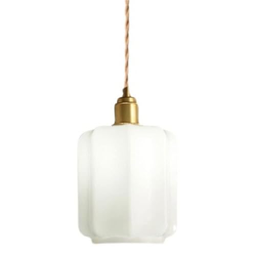 Lustre pour îlot de cuisine et salle à manger en verre blanc rétro