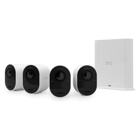 Arlo Ultra2 Wireless Outdoor 4K CCTV Camera System, 6-Month Battery, Colour Night Vision, Weather Resistant, Integrated Spotlight, 2-Way Audio, 4 Cam Kit, 90-Day Free Trial of Arlo Secure, White Cover
