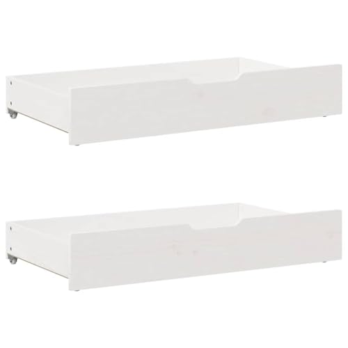 vidaXL Cajones Debajo Cama con Ruedas 2 uds Madera Maciza Pino Blanco
