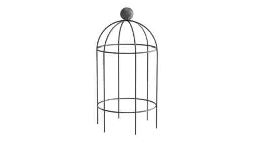 ELEO Pflanzenstütze Arezzo anthrazit schwarz - 85x50 cm Rankobelisk klein aus Metall für draußen Schmiedeeisen wetterfest pulverbeschichtet - Rankgitter rund aus Metall massiv stabil für den Garten