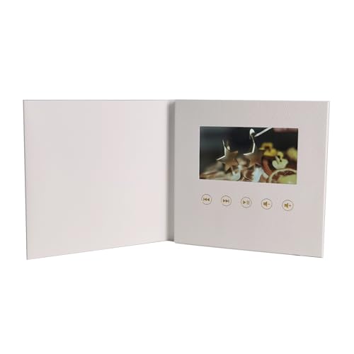 Sourcingbay 4.3 Inch Video Greeting Card with USB-C Rechargeable Battery, Built-in Speaker, 256MB Memory, Customizable Square White Cover