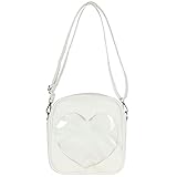 [FUPUTWO] 痛バッグ レディース ショルダーバッグ 斜めがけ トートバッグ クリア ハート (ホワイト)