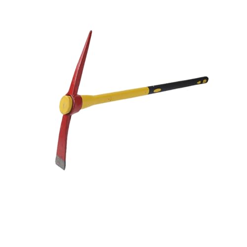 Qinaaiu ガーデンピック マトックツール グラブくわ スチールガーデンツール ガーデニングハンドツール グラブ鍬火災つるはし農業用鋼つるはし先端平らな先端鍬マンガン鋼肥厚デュアル目的屋外登山掘削土壌採掘木の根 (88CM黒と黄色のプラスチックハンドル