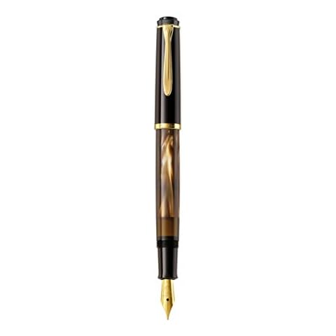 Pelikan Tradition M200 Fountain Pen, Fine Nib, Brown Marble, 1 Each (808880) Cover