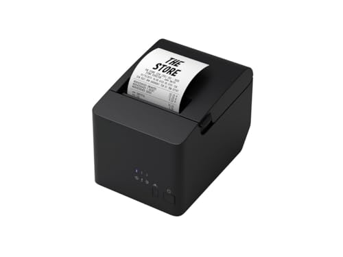 Image of Eps0n TM-T82X-II-522 POS Thermal Receipt Printer, Black, 250mm /s Print Speed, USB and Ethernet Connectivity, Compact Style