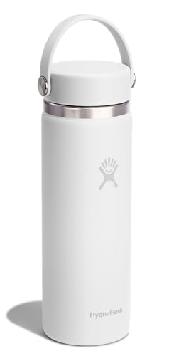 Image of Hydro Flask Water Bottle - Insulated Stainless Steel - Wide Mouth Flex Lid, Non Spill, Leakproof and Refillable in 20 Oz Tonal White