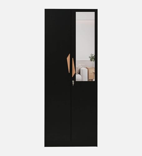 Image of Mintwud Pepperfry Engineered Wood Wardrobe with 2 Doors Storage, 1 Mirror and 1 Hanging Rod | Wooden Almirah Cupboard for Clothes Storage Organizer for Living Room Home Furniture (Wenge Finish)