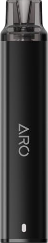 Justfog ARO nuevo cigarrillo electrónico ultracompacto, batería recargable 450 mAh USB C, POD 2 ml con resistencia mesh 0,8 Ω/1,0 Ω, calada automática y luz LED multicolor, sin nicotina. (NEGRO)