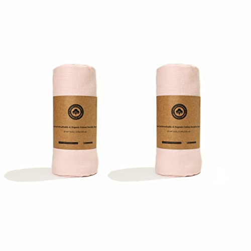 Soft Pink Muslin Swaddle Blanket Set - 2-Pack Pink Swaddle Blankets - Gentle and Breathable Cotton for Newborns and Infants - 47"x47" (2 Pack Pink)