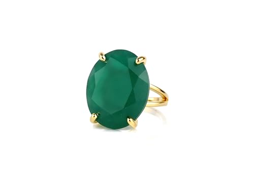 Bagues de cocktail pour femmes en or 14k avec onyx vert ovale