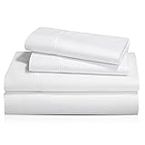 LINEN REPUBLIC 100% Organic Cotton Sheets Set - Super Soft and Breathable 350 Thread Count Percale Weave GOTS Certified Cotton - 4 Piece Queen Size Sheet Sets with 18” Elasticized Deep Pockets