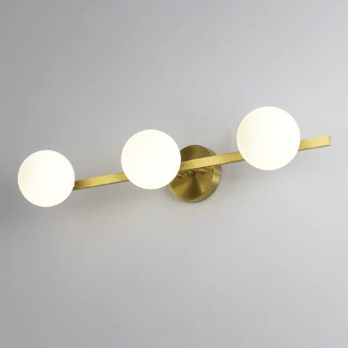 CWCQGH Wall Sconces, Modern Bathroom Vanity Light Fixtures, G9 Bathroom Light Fixtures in Gold Finish with Frosted-Glass Globe Glass, Copper Vanity Lights for Living Room, Bedro,Gold-3light