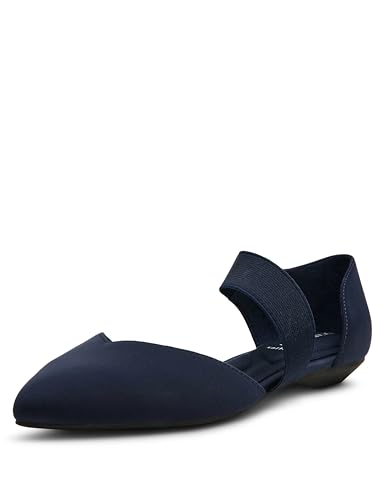 Anne Klein Women's Ballet Flat Oksanna, Navy Stretch, 11