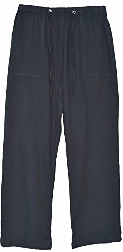 perdontoo Mens Casual Cotton Linen Pants Elastic Waist Drawstring Straight Summer Beach Pants4