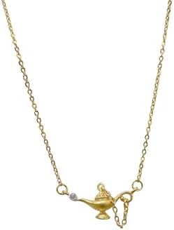 Good Luck Aladdin Magic Genie Lamp Pendant Retro Necklace for Women Classic Dainty Teapot CZ Charm Choker Legend Wishing Necklaces Adjustable Chain Birthday Jewelry Gifts for Wife Mother, one