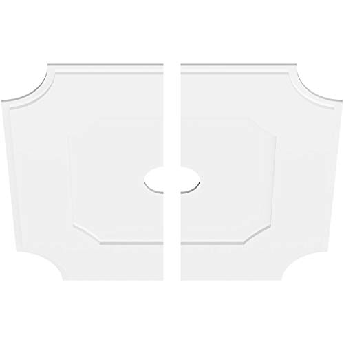 Image of Ekena Millwork CMP40LE2-05000 Locke Architectural Grade PVC Contemporary, Two Piece Urethane Ceiling Medallions 40 inchOD x 5 inchID x 24 inchC x 1 inchP