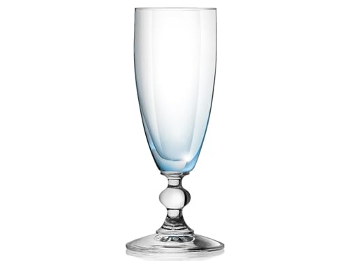 H&H Splendor Set VAP Flûte, Verre, Bleu, 17,5cl, 6 Pièces