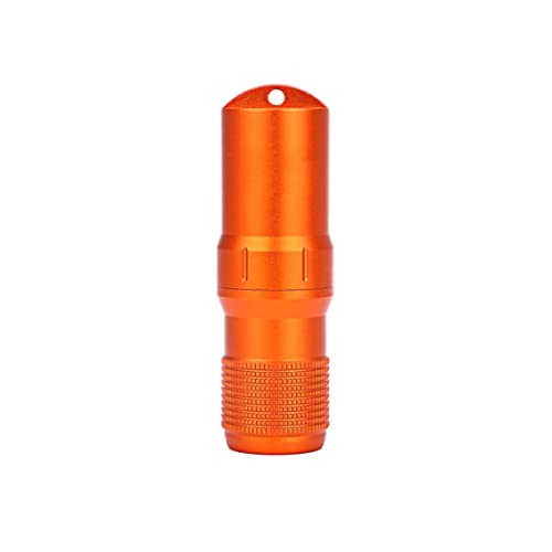 KUYYFDS Survival Kits, Waterproof Match Storage Box, Aluminum Alloy Outdoor Waterproof Pill Case Match Box Emergency Tablets Container Bottle Include Match Box and Accessories Orange