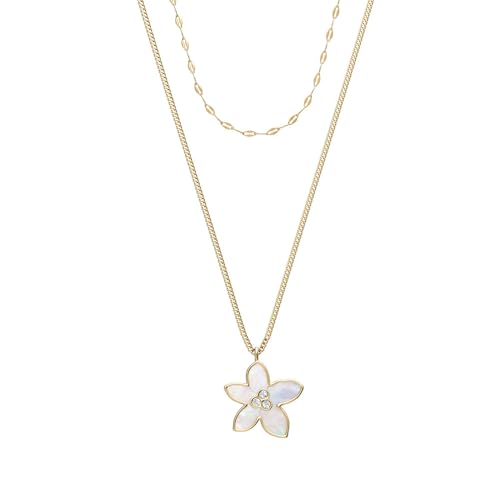 Image of Fossil Women's Gold-Tone Stainless Steel Pendant Chain Necklace for Women