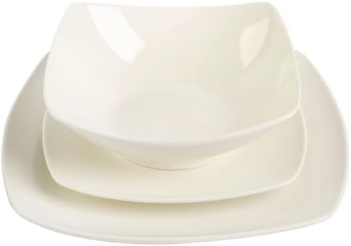 Generic Everyday Home Square White Ceramic Expanded Dinnerware 12 Piece Set