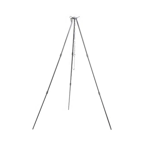 LIOOBO アウトドア用 調節可能 ステンレス製 三脚吊り下げ式 焚き火台 鍋掛け用 ポットラック 家族やチーム向け 焚火 対応