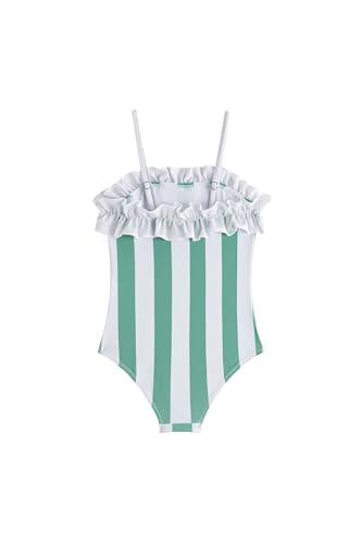 Image of LIZENS Girls Swimwear One Piece Striped 2-12Years Ruffle Trim Flounce Beach Bathing Suit for Kids