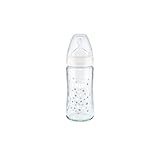 Nuk First Choice Glass Bottle, Botella vidrio para 0 a 6 meses, 240 ml