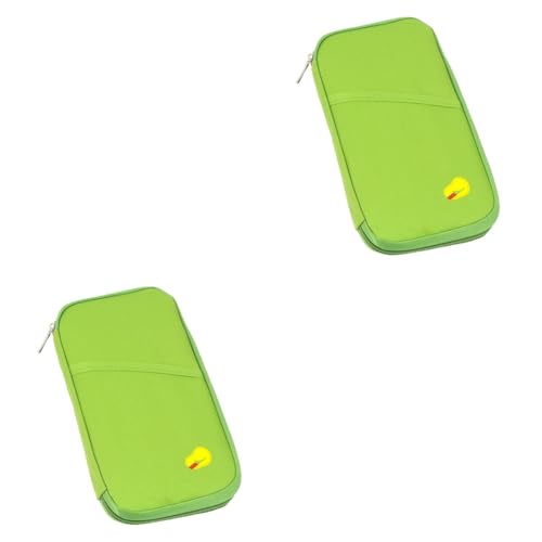 2pezzi Portafoglio Da Viaggio Multifunzionale Tela Verde Custodia Per Documenti Passaporto e Carte Di Credito Taglia s Per Ufficio e Viaggi
