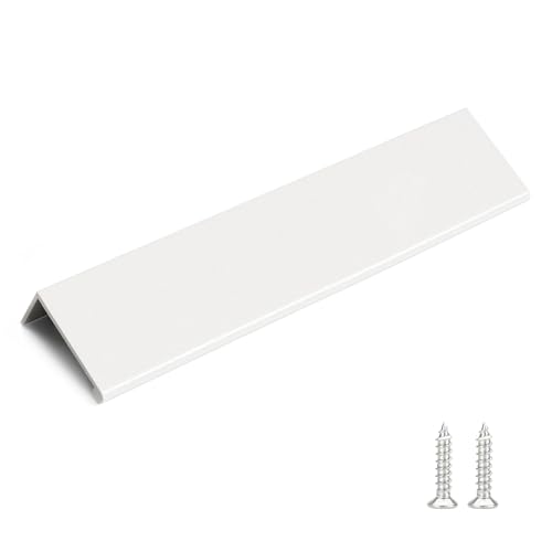 Image of Rergy 10 Pack 6-1 /4 inch Cabinet Pulls White Finger Pulls for Cabinets | Aluminum Alloy White Edge Pulls Modern Cabinet Handles for Kitchen, Cupboard, Drawers, Dressers, Screws Included