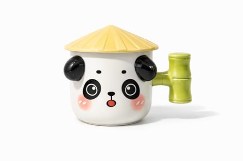 Image of Vasukie Bamboo Panda Coffee Mug with Lid, Mugs for Coffee, Rakhi for Brother, Birthday Gift, Ceramic Mug, 3D Coffee Mug (Bamboo Panda)